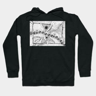 Abstract illustration with black gemstone and stripes inspired by zentangle Hoodie